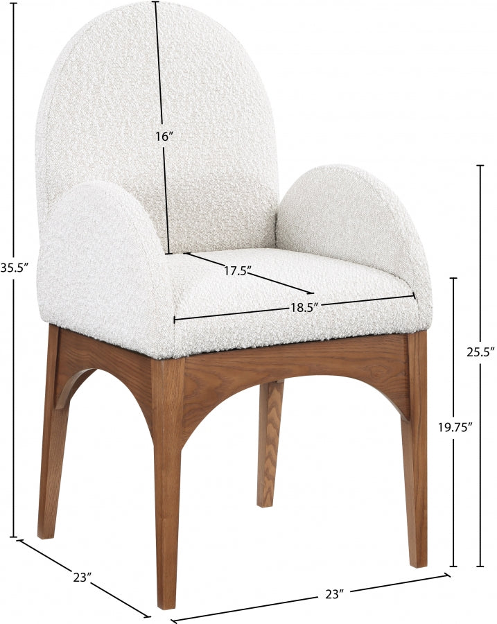 Fauteuil de salle à manger en tissu boucle Waldorf
