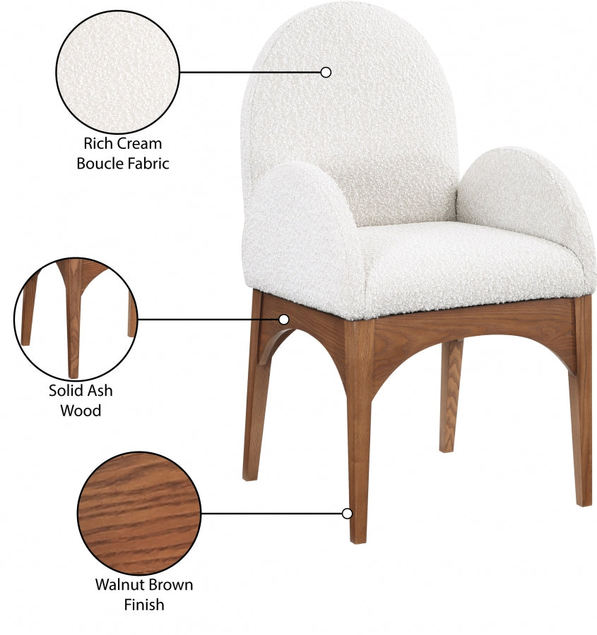 Fauteuil de salle à manger en tissu boucle Waldorf