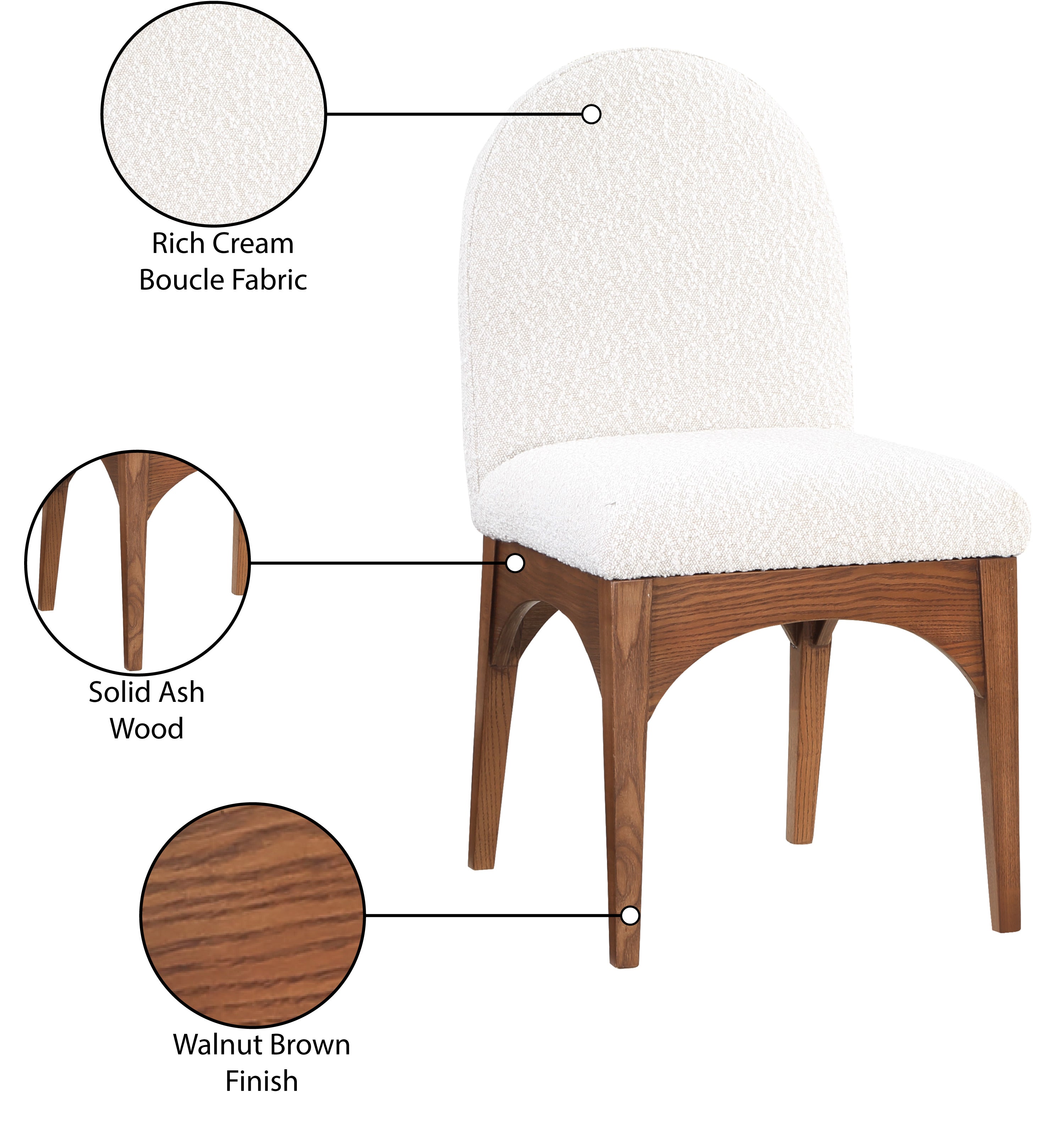 Chaise d'appoint de salle à manger en tissu boucle Waldorf