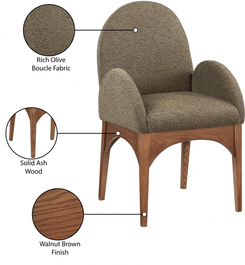 Fauteuil de salle à manger en tissu boucle Waldorf