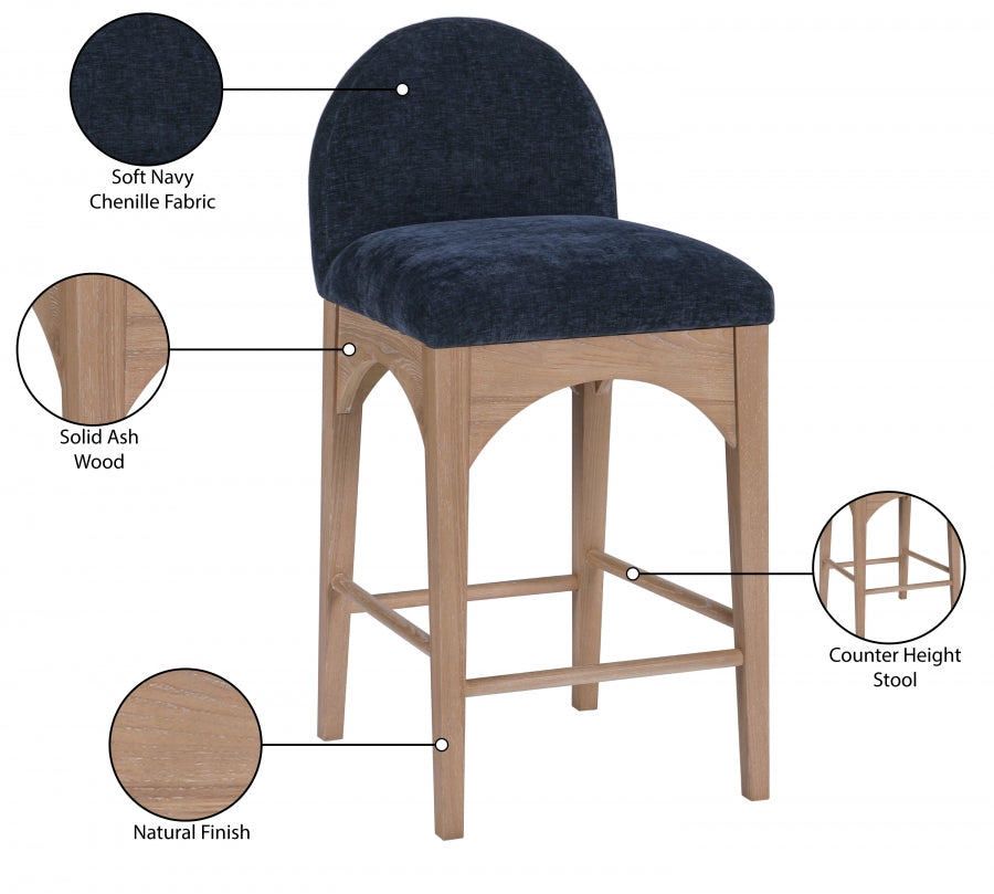 Tabourets de comptoir en tissu chenille Waldorf