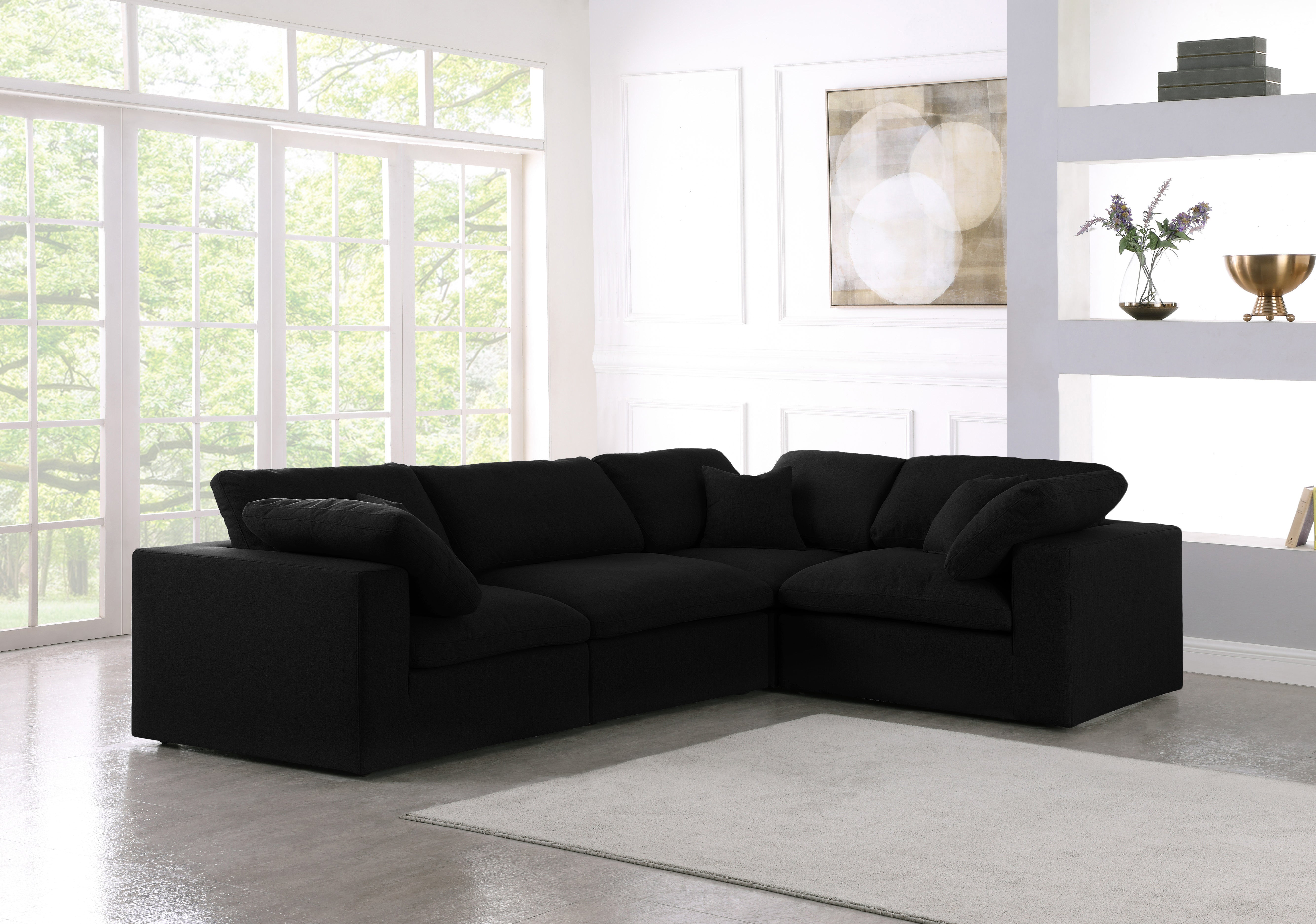 Canapé sectionnel modulaire confort de luxe en tissu texturé Serene Linen