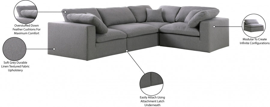 Canapé sectionnel modulaire confort de luxe en tissu texturé Serene Linen