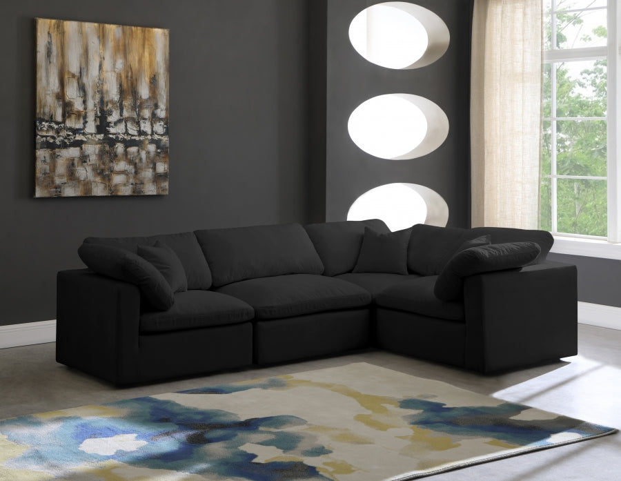 Canapé sectionnel modulaire confort standard en velours pelucheux