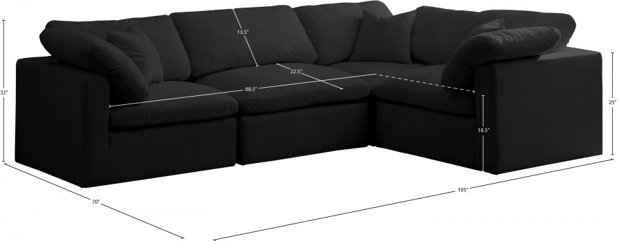 Canapé sectionnel modulaire confort standard en velours pelucheux