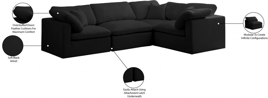 Canapé sectionnel modulaire confort standard en velours pelucheux