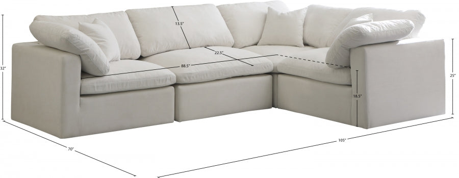 Canapé sectionnel modulaire confort standard en velours pelucheux