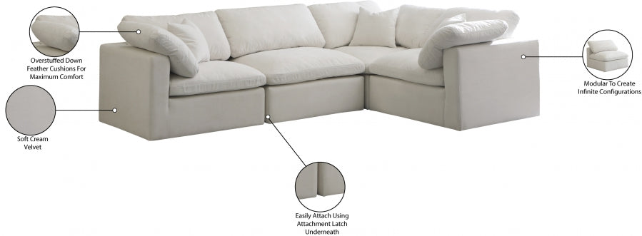 Canapé sectionnel modulaire confort standard en velours pelucheux