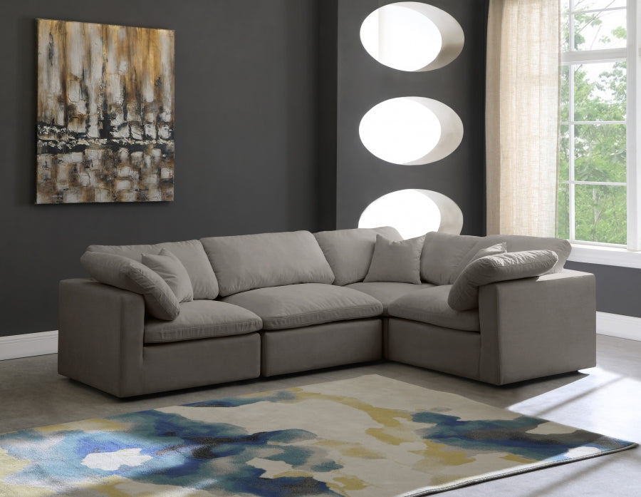Canapé sectionnel modulaire confort standard en velours pelucheux