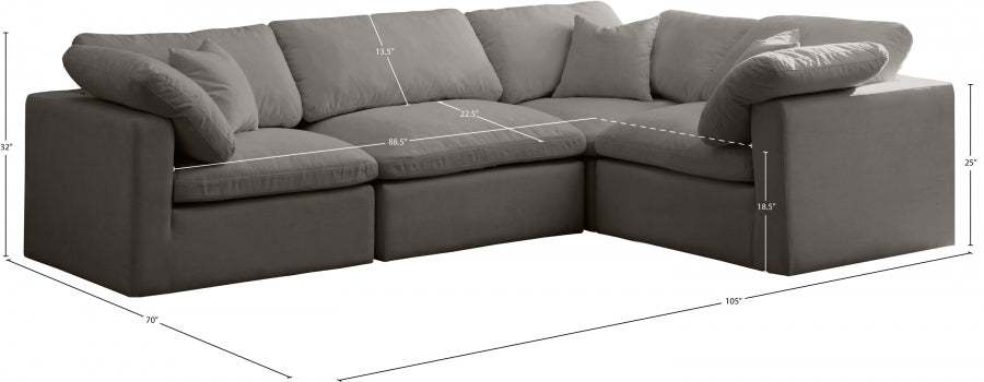 Canapé sectionnel modulaire confort standard en velours pelucheux