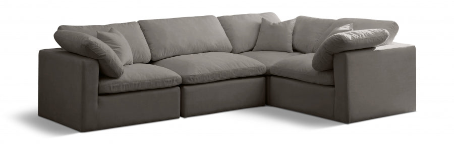 Canapé sectionnel modulaire confort standard en velours pelucheux