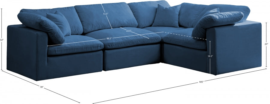 Canapé sectionnel modulaire confort standard en velours pelucheux
