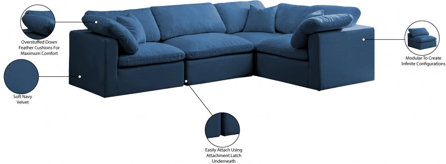 Canapé sectionnel modulaire confort standard en velours pelucheux
