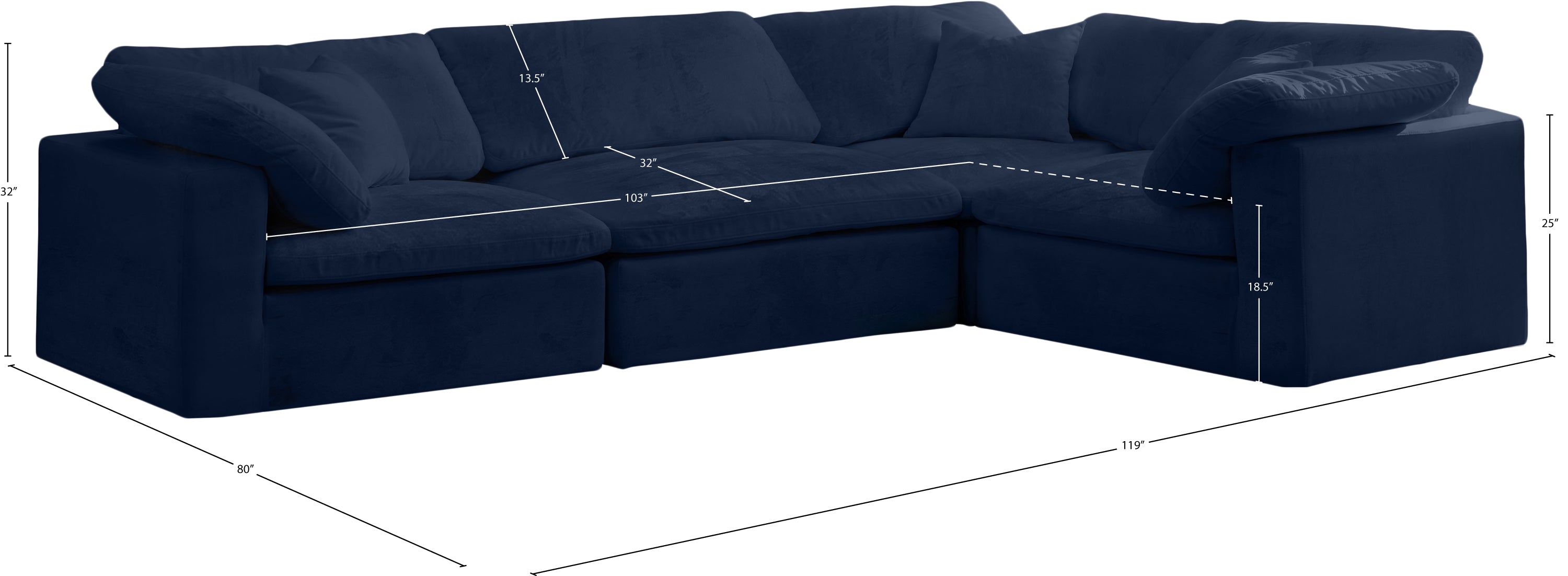 Canapé modulable confortable en velours douillet
