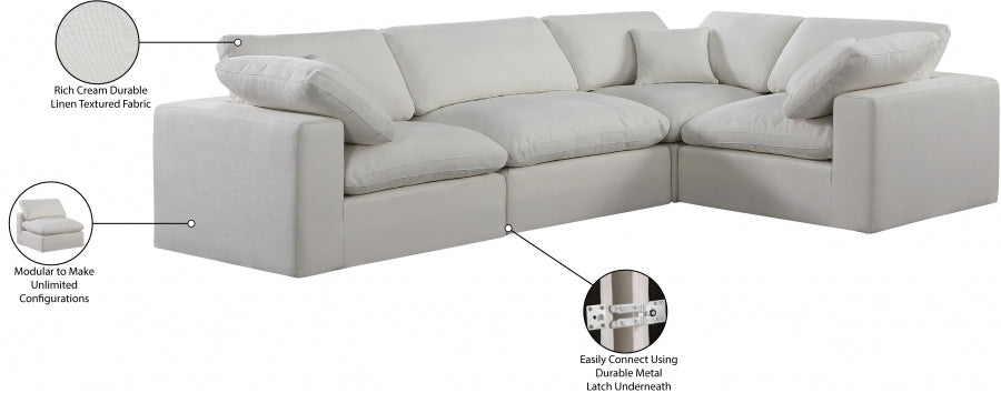 Canapé sectionnel confortable en tissu texturé en lin