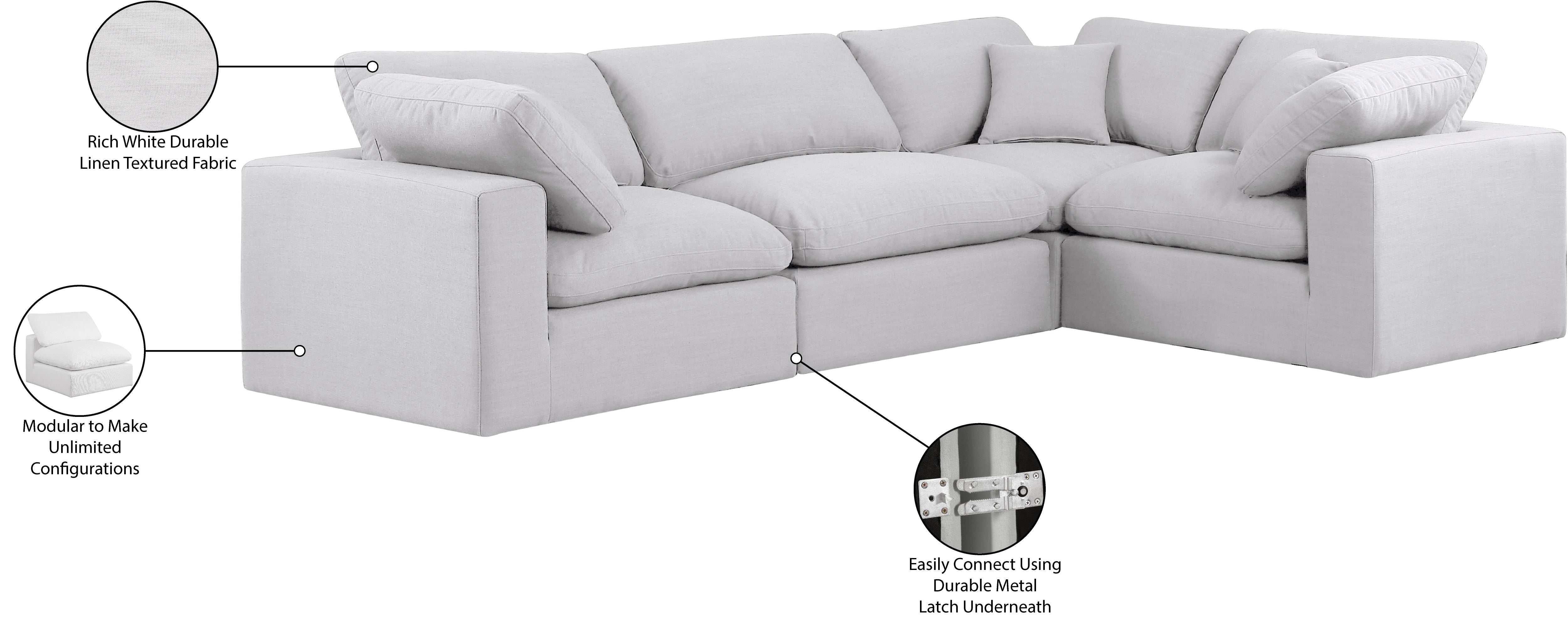 Canapé sectionnel confortable en tissu texturé en lin