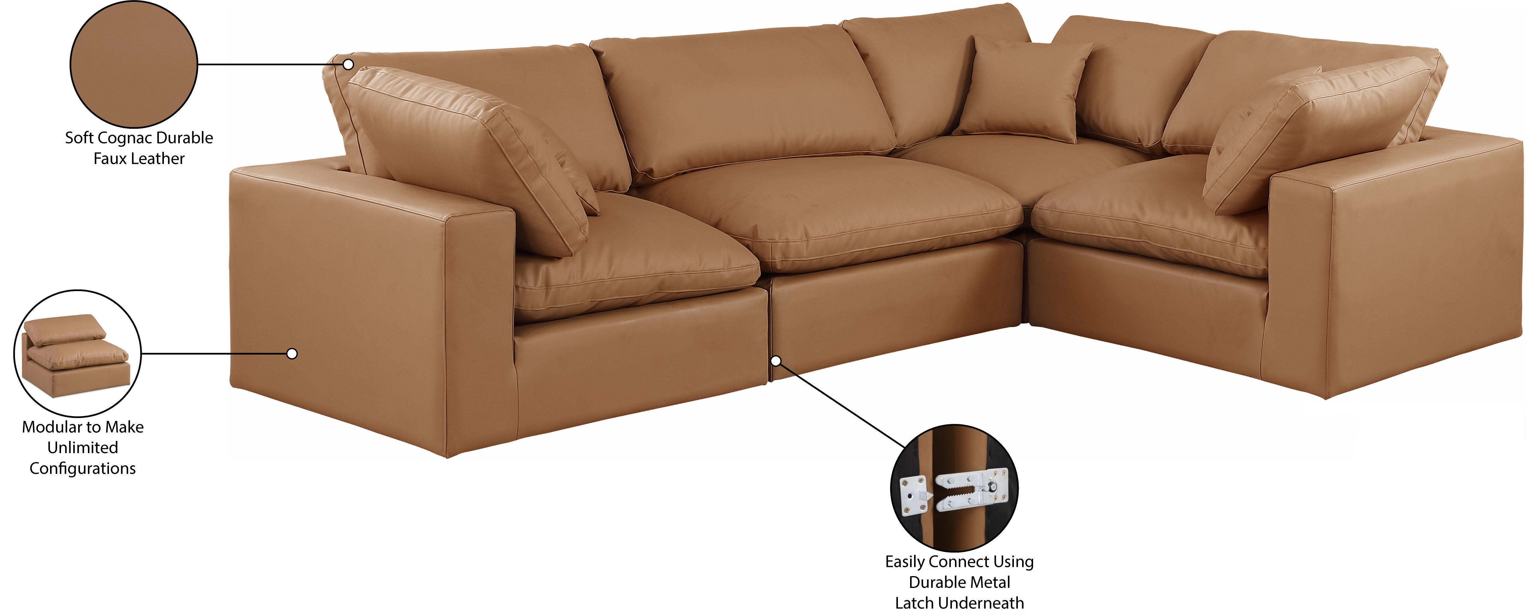 Canapé sectionnel confortable en cuir végétalien