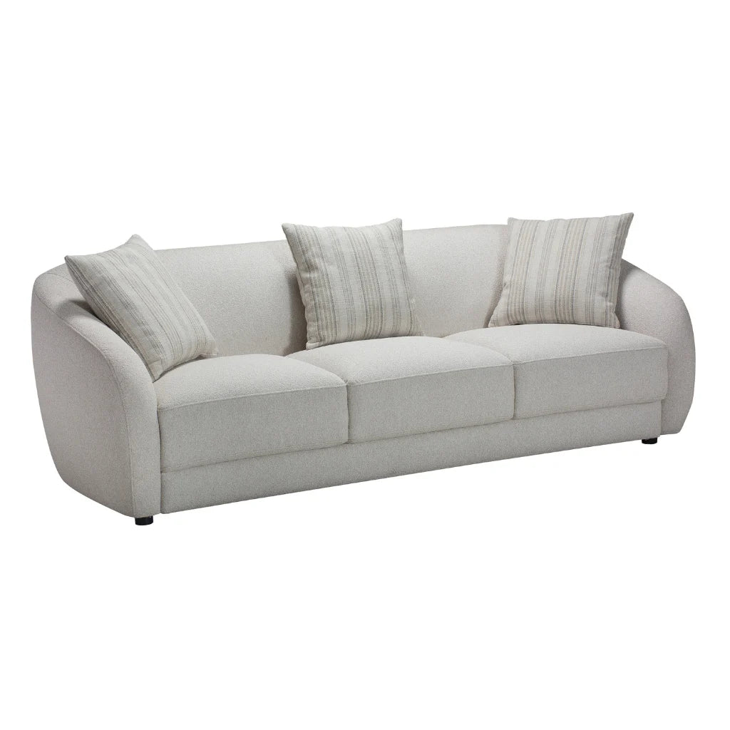 Canapé Sophy crème avec coussins – Style arrondi et spacieux