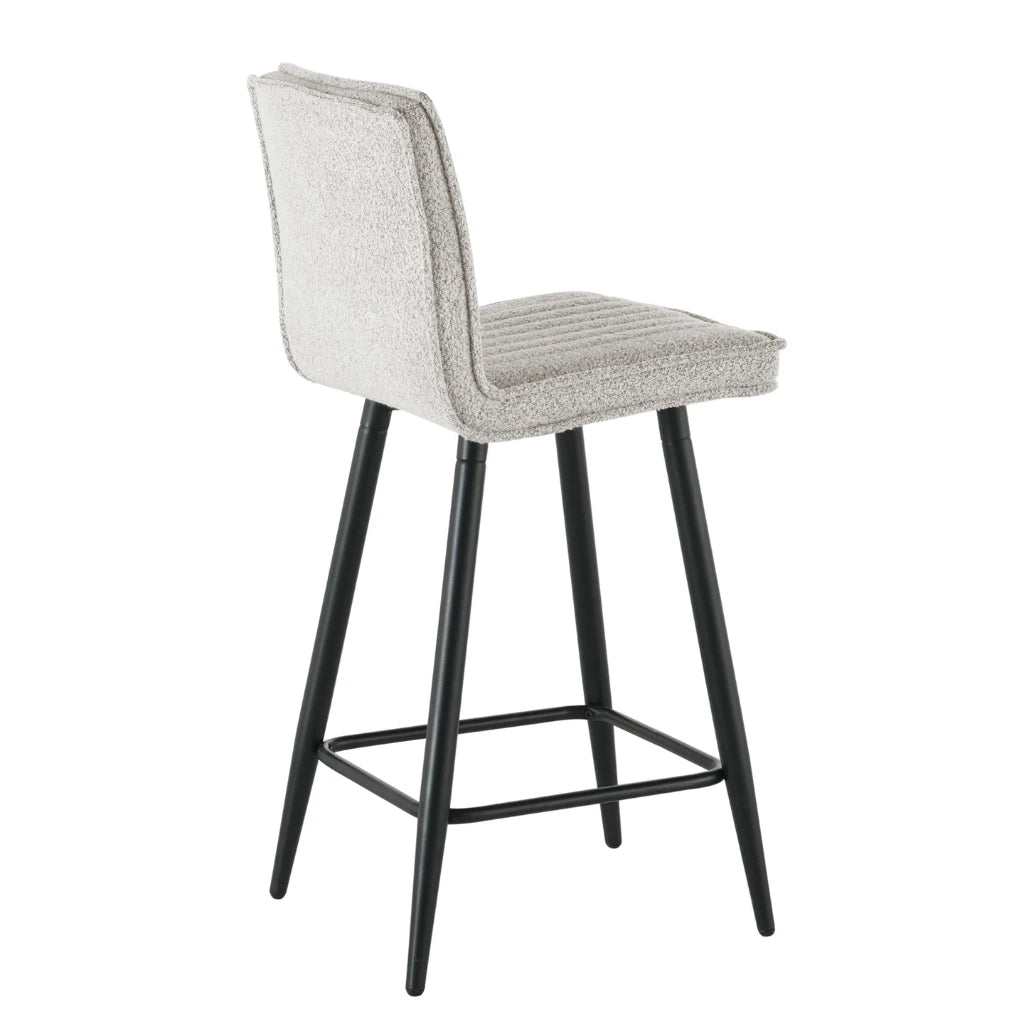 Duo 1019 : Tabourets de Bar en Tissu Latte et Pieds Noirs
