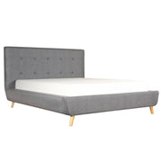 Kamryn2 : Le Lit en Lin Slate et Pieds en Bois Massif