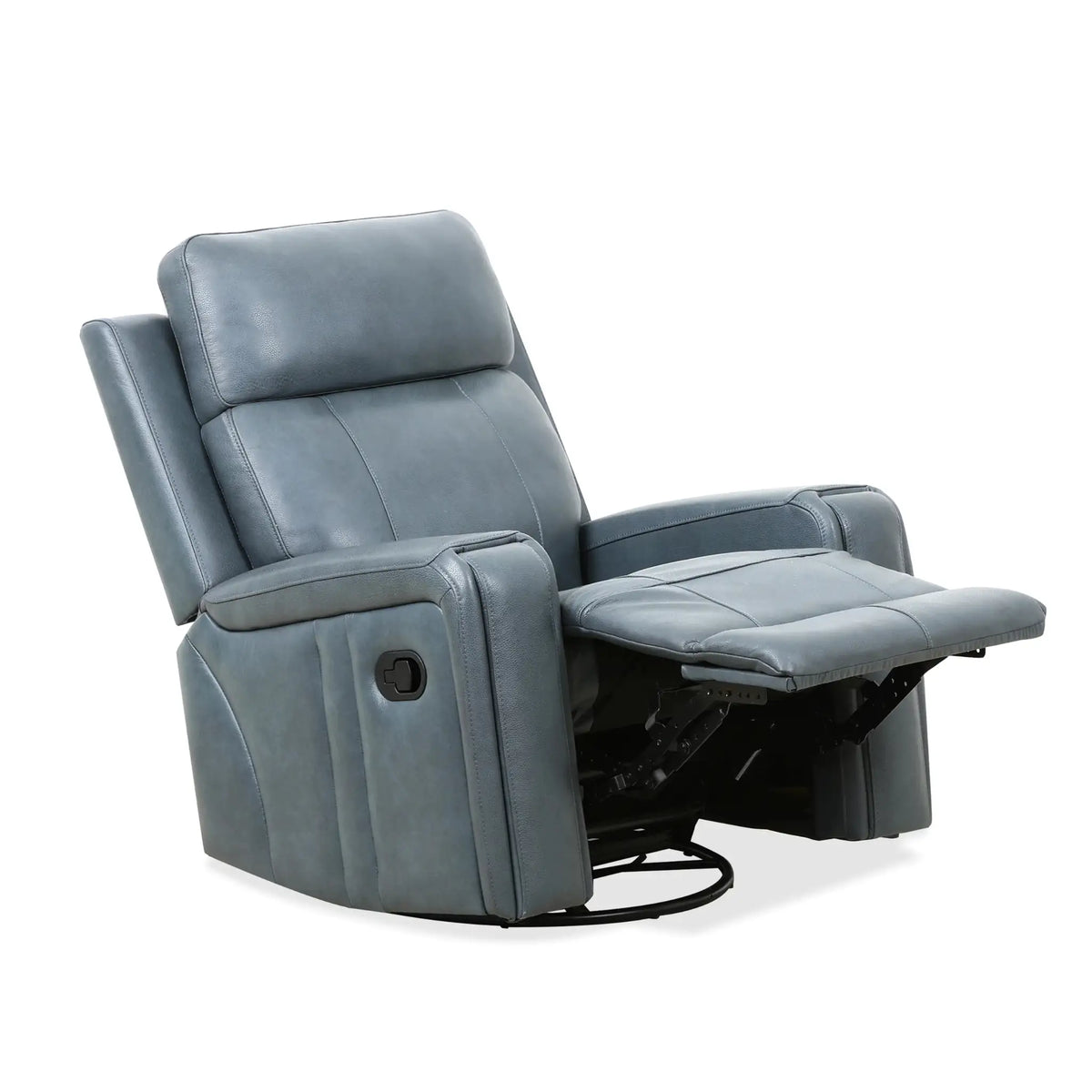 Primo Cavron Fauteuil Berçant Pivotant Inclinable en Cuir Bleu