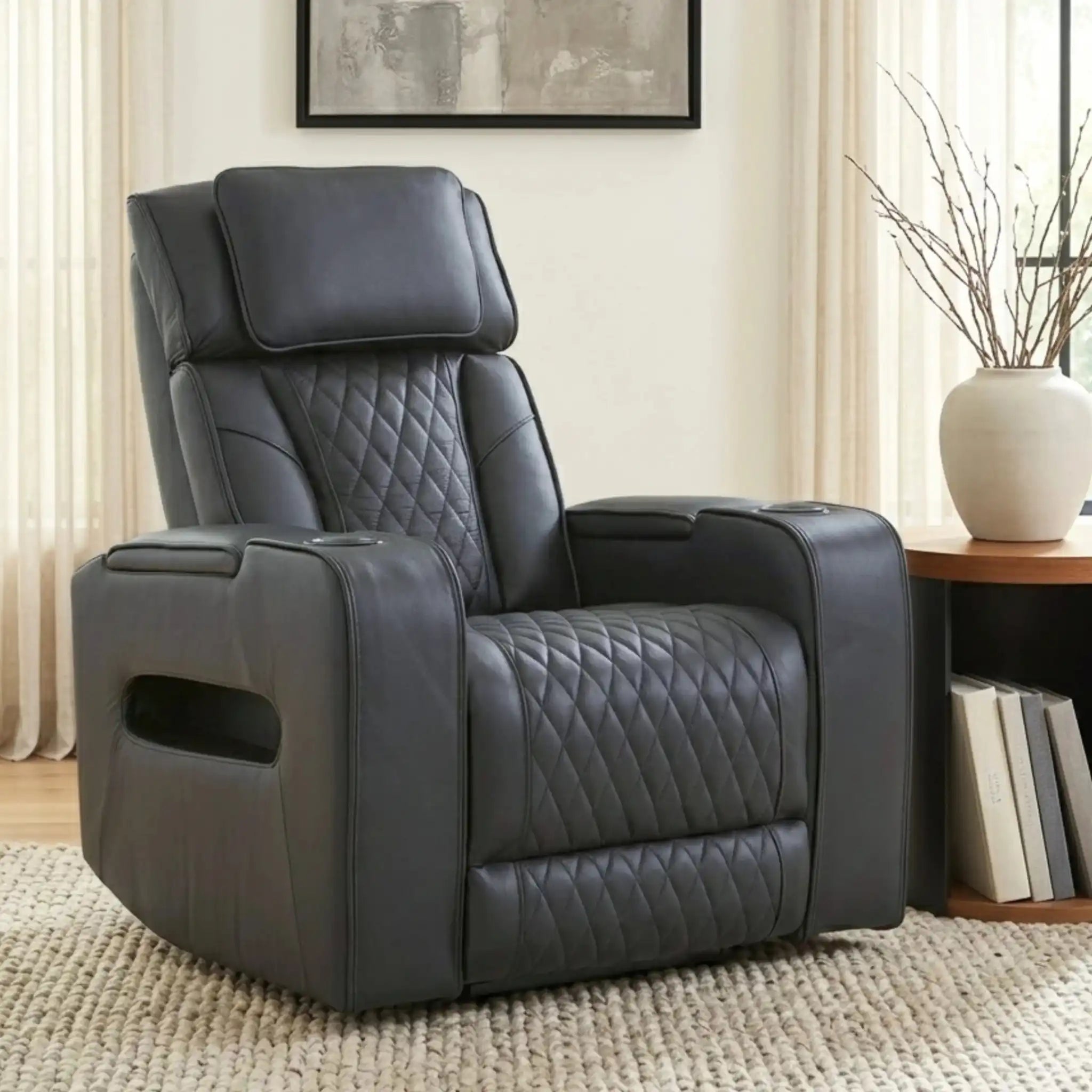 Primo Colton Fauteuil Inclinable Noir Électrique et Berçant