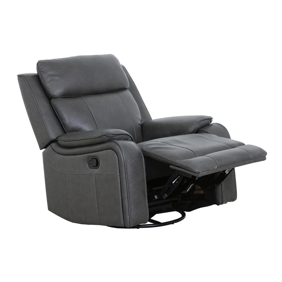 Primo Brindle Fauteuil Pivotant Berçant Inclinable Cuir Anthracite