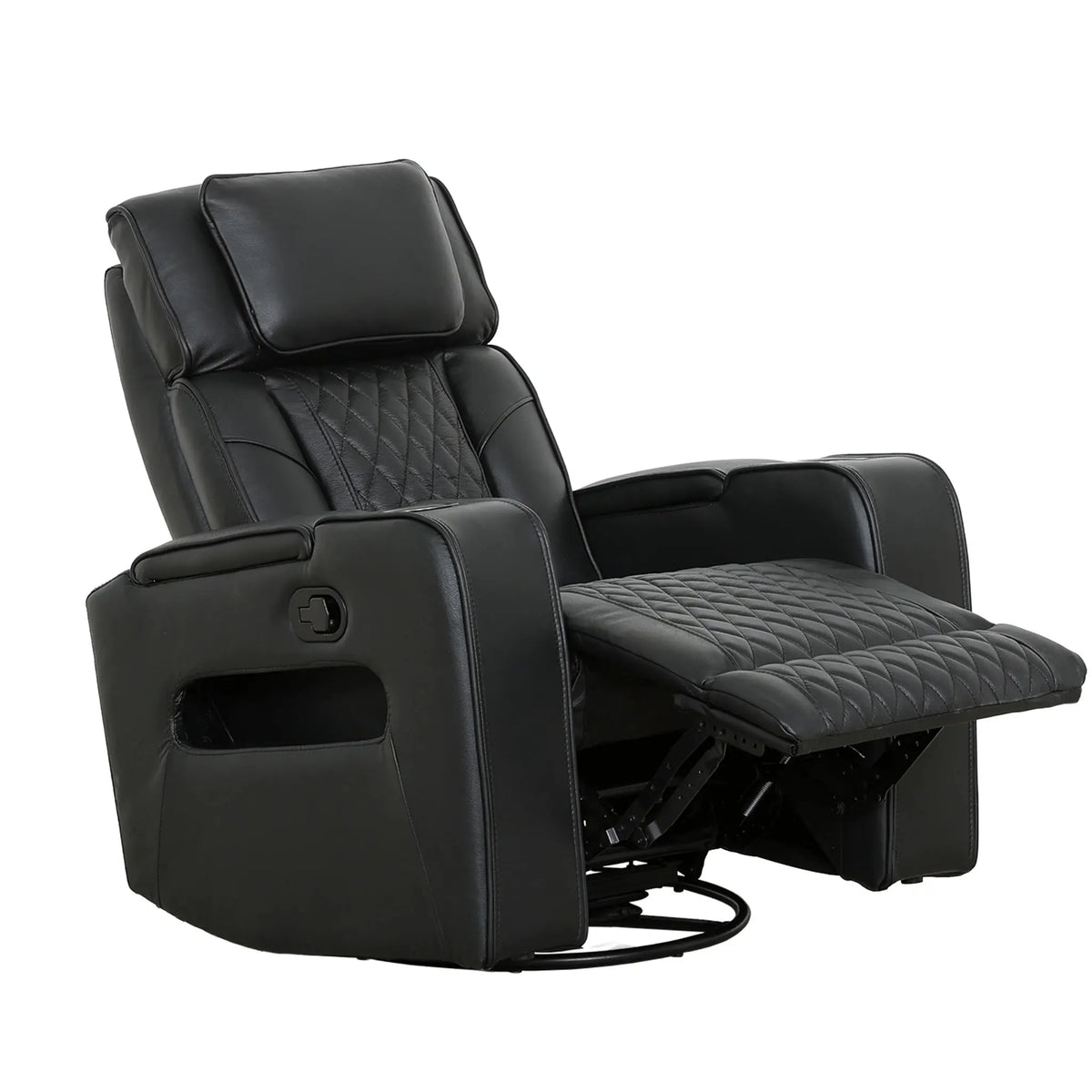 Primo Colton Fauteuil Berçant Pivotant Inclinable Cuir Noir