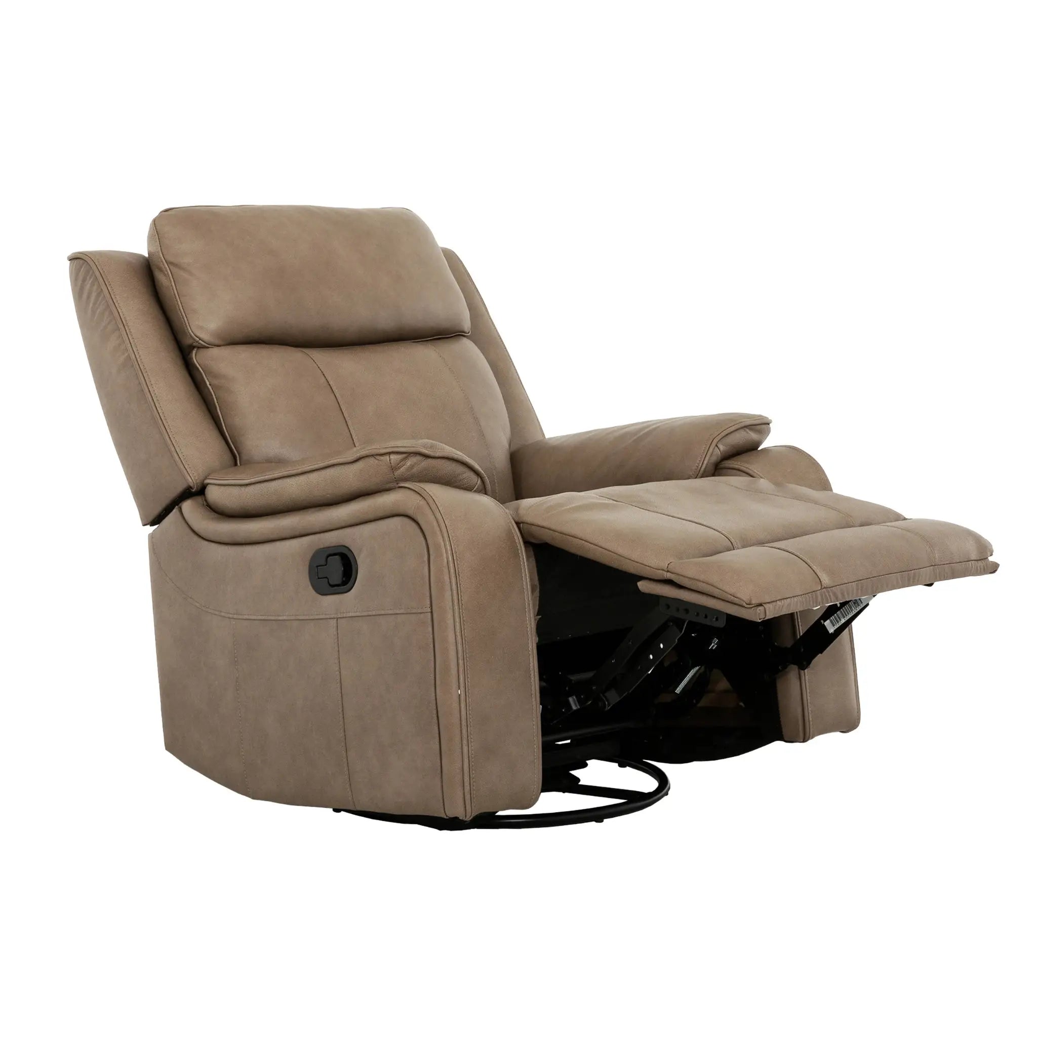 Primo Brindle Fauteuil Pivotant Berçant Inclinable Cuir Taupe