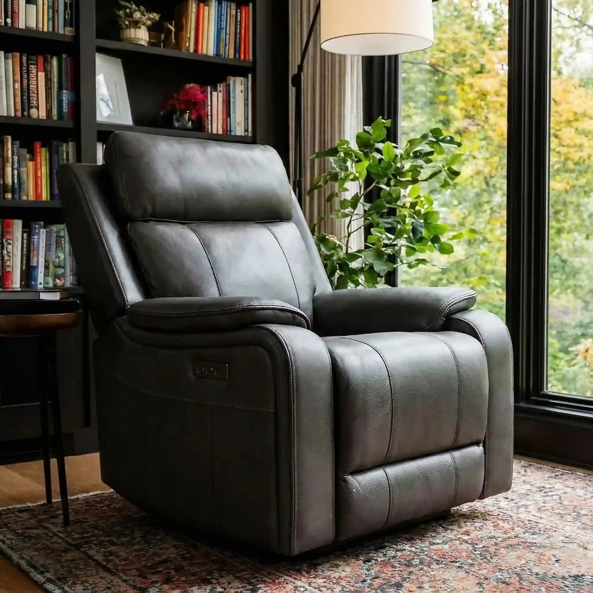 Primo Brindle Fauteuil Berçant Inclinable Électrique Cuir Anthracite