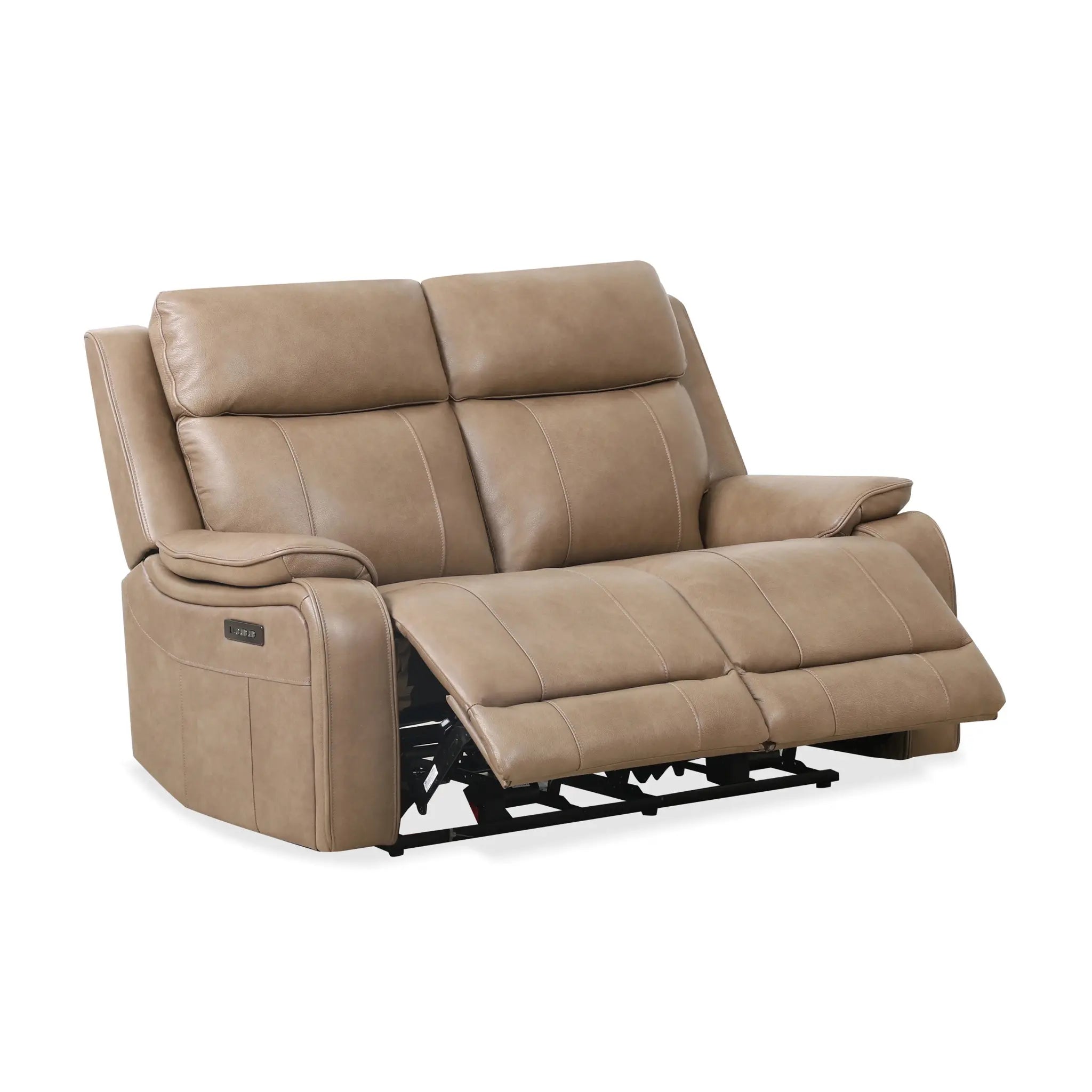 Primo Brindle Causeuse Inclinable en Cuir Taupe Électrique
