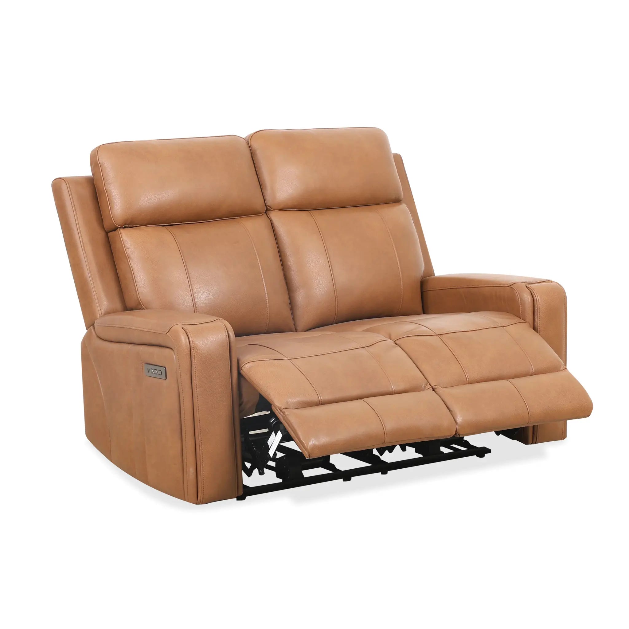 Primo Cavron Causeuse en Cuir Véritable Inclinable Électrique Cognac