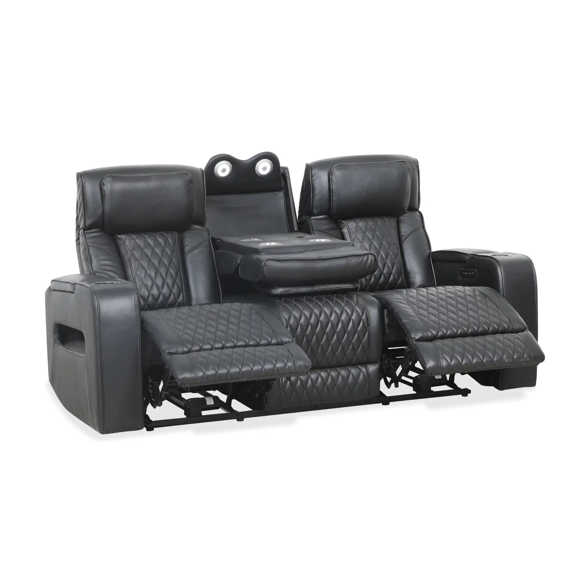 Primo Colton Sofa avec Rangement et Assises Inclinables Électriques Noir