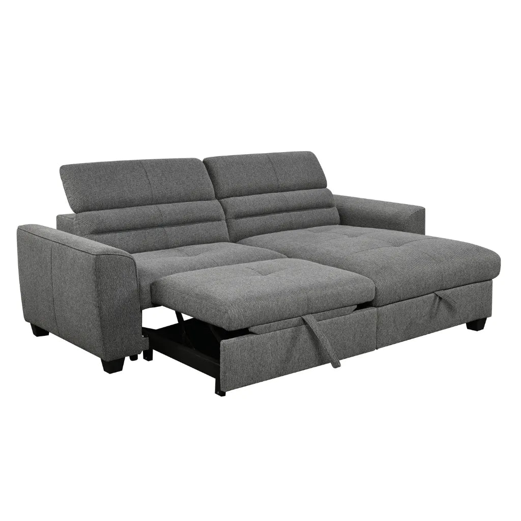 Canapé-lit Nesia droit tissu gris