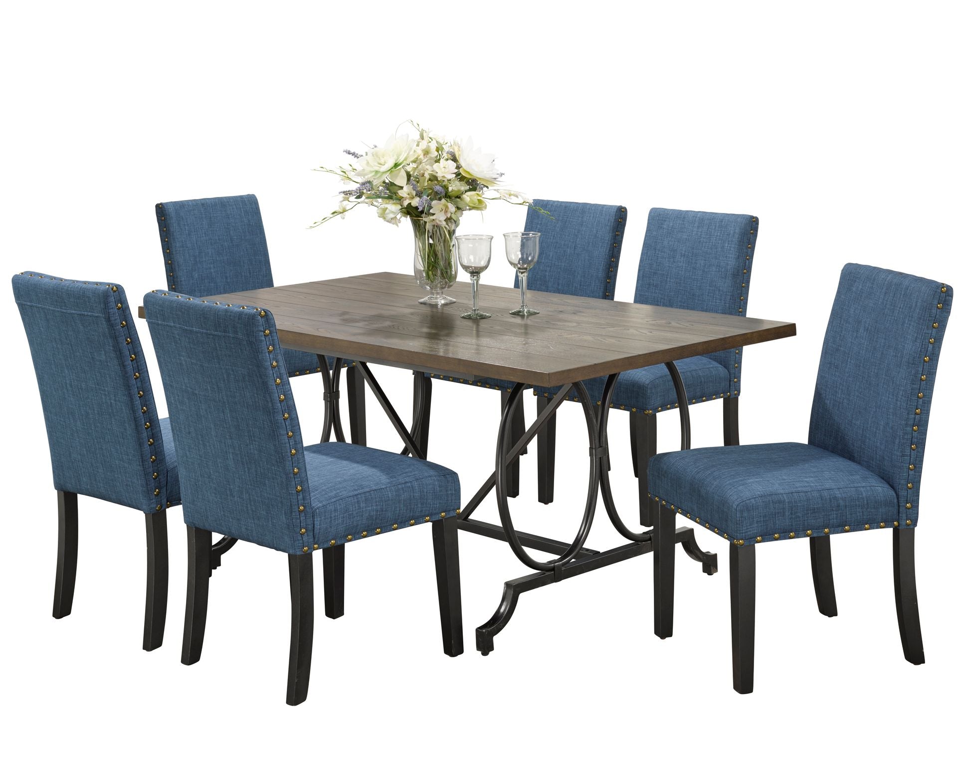 ENSEMBLE DE REPAS 7 PIÈCES - BLEU ( Meuble Mtl )