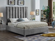 Lit Velours Gris Glam - Design Chrome Channel - Support Matelas
