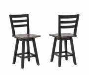 Set de 2 Tabourets de Comptoir Artega - Chêne et Gris