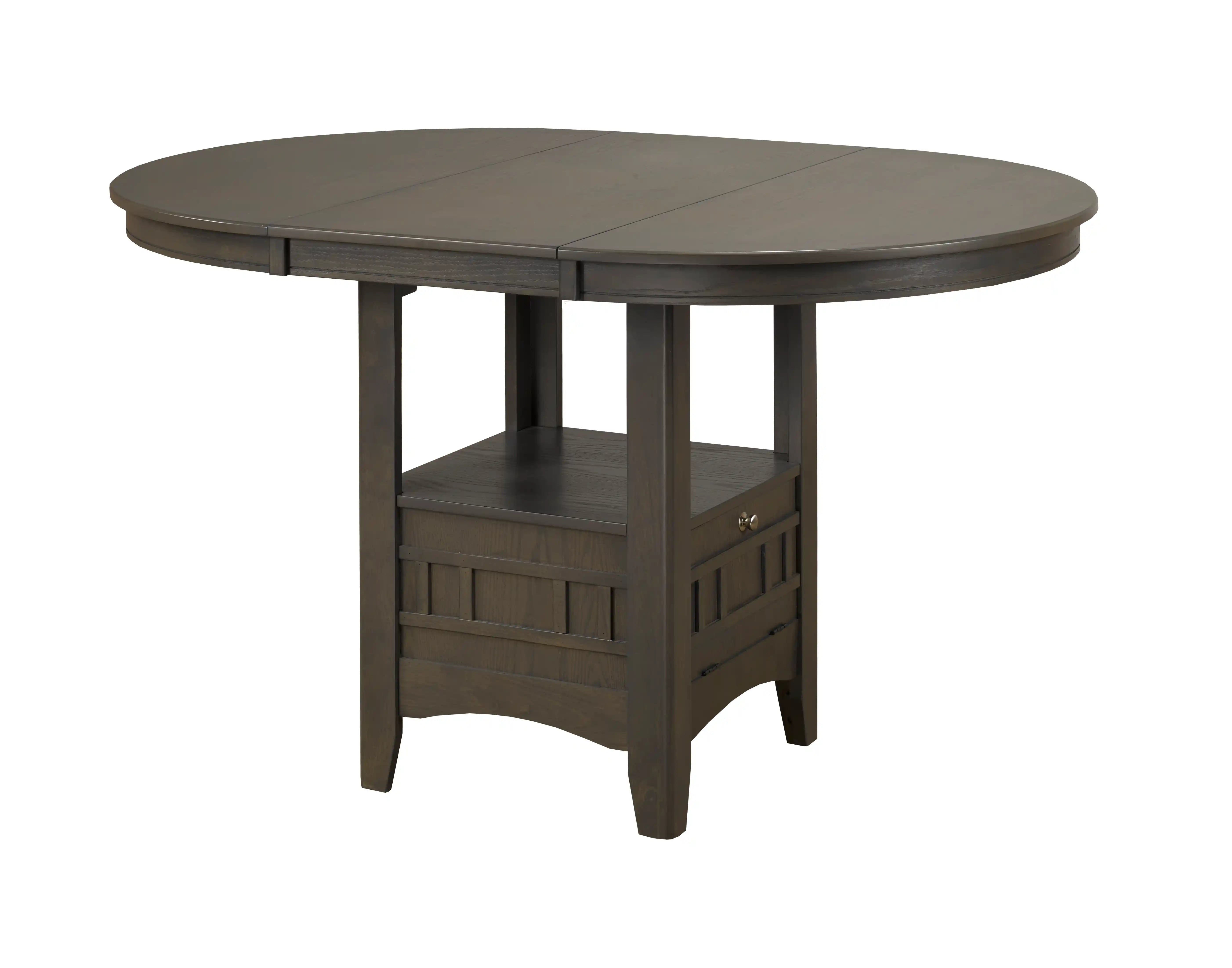 Table haute Tavern Grise | Base de rangement et plateau extensible