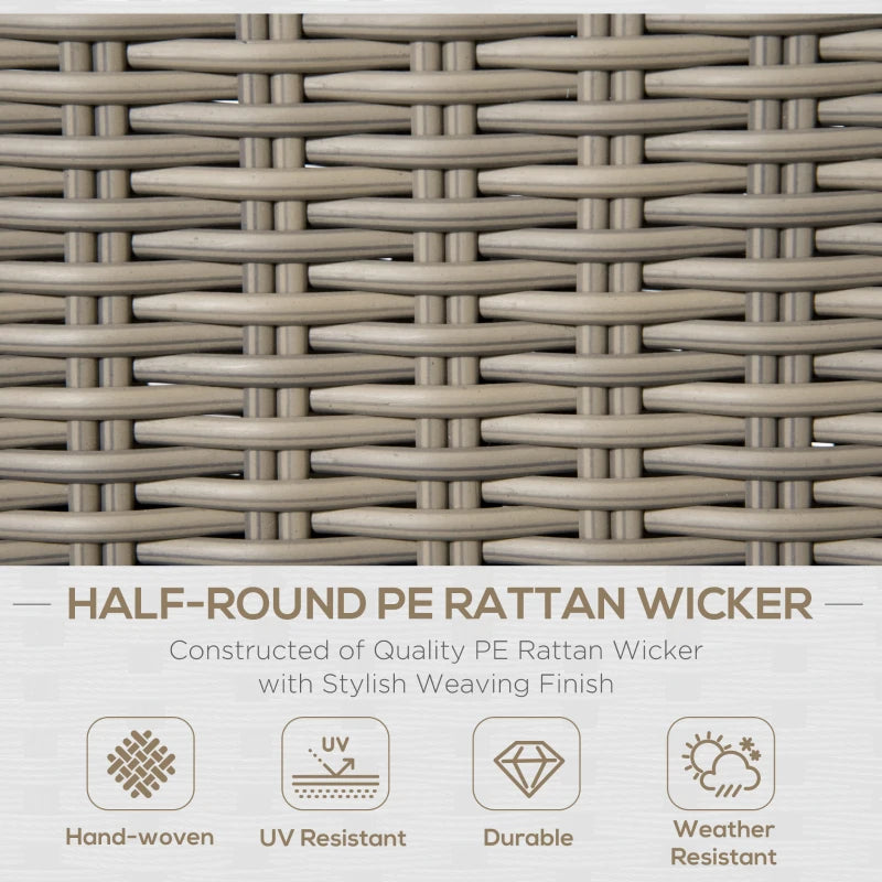 Ensemble de meubles de patio 6 pièces, ensemble de canapé de jardin de luxe avec cadre en aluminium, meubles de conversation demi-rond en osier et rotin avec plateau en panneau d'aluminium et coussin pour jardin, cour, pelouse, beige