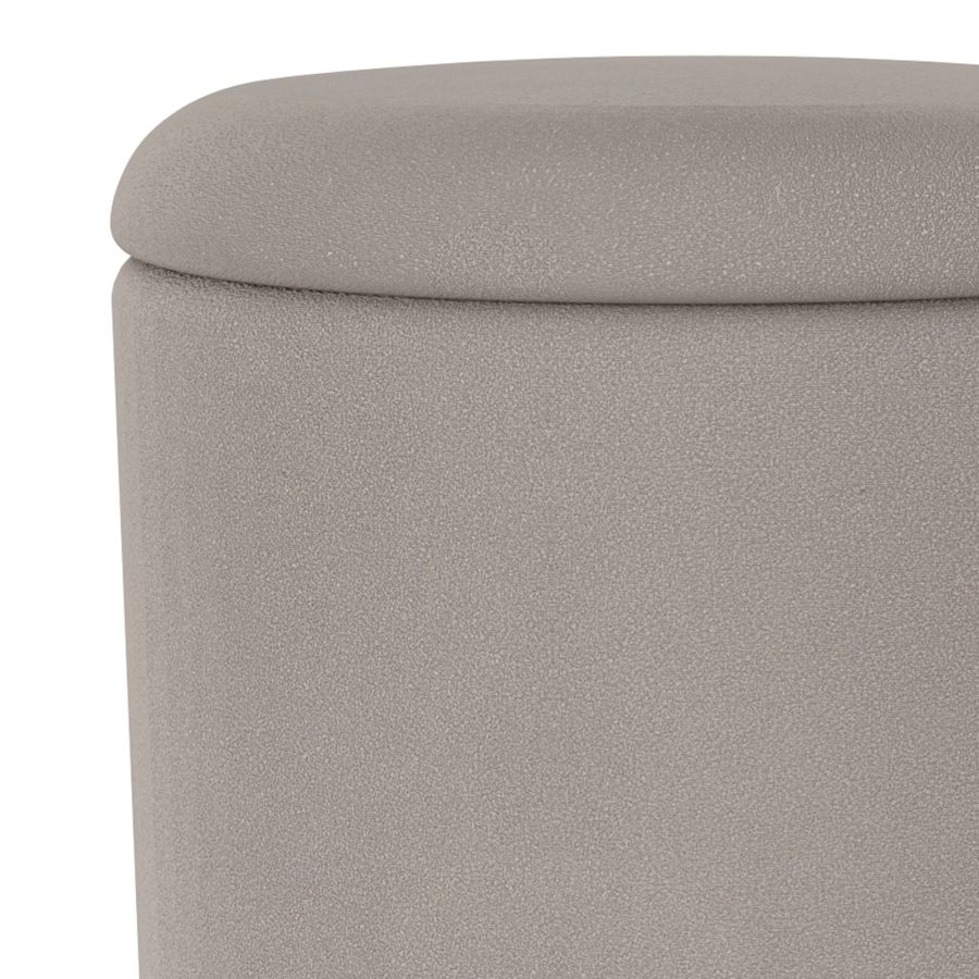 Ottoman de rangement rond Alya en gris chaud et naturel