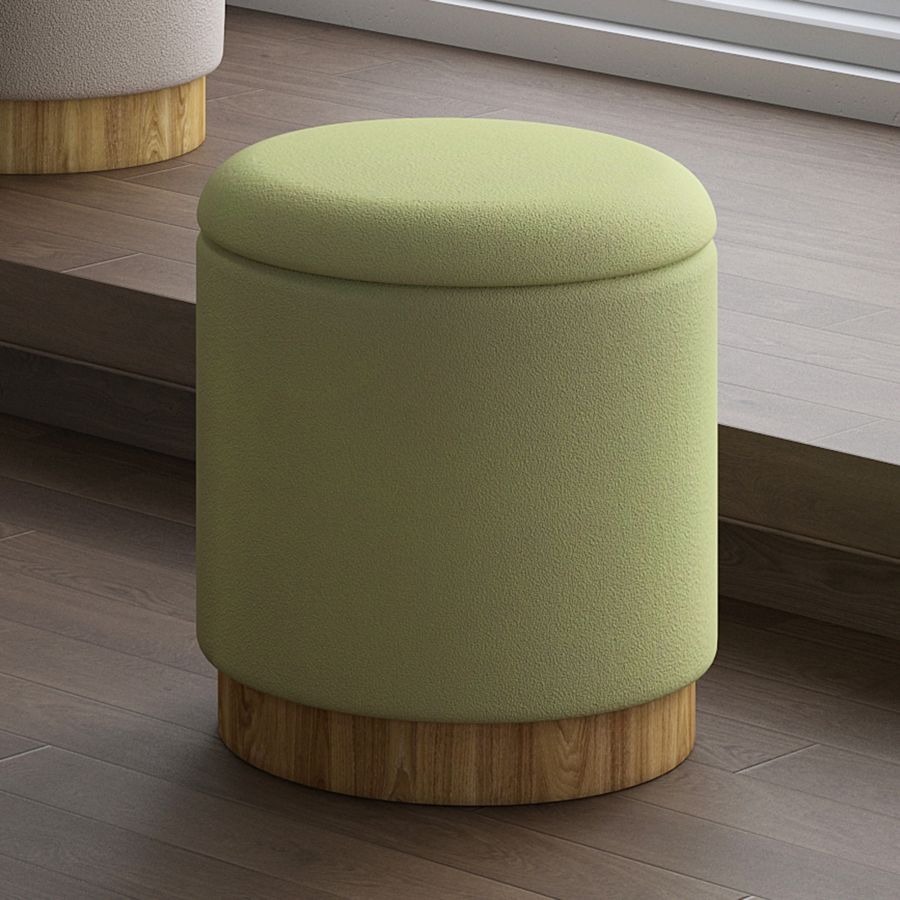 Ottoman de rangement rond Alya en sauge et naturel