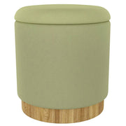 Alya Round Storage Ottoman in Sage and Natural