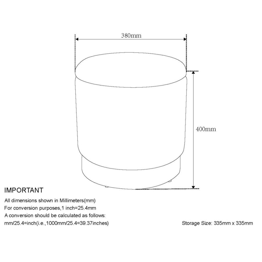 Ottoman de rangement rond Alya en blanc et naturel