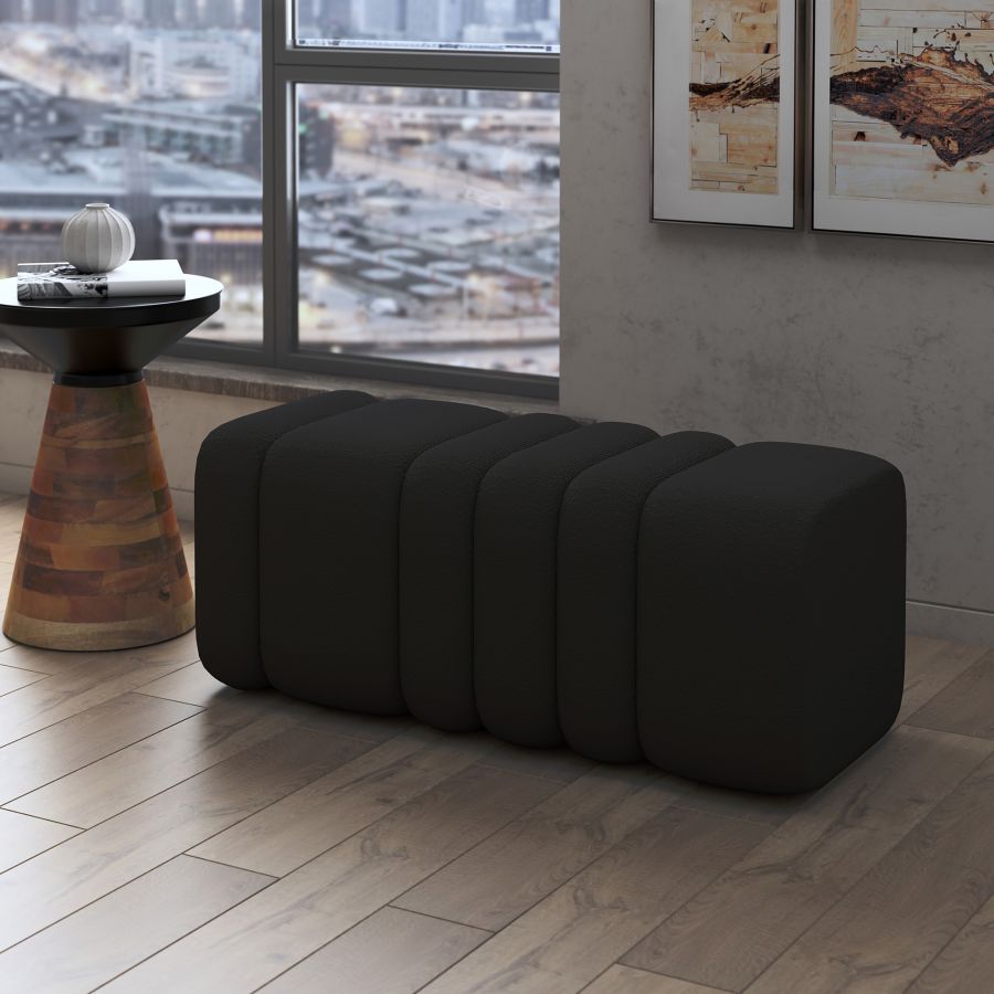 Grand banc pouf Rigel en boucle noire