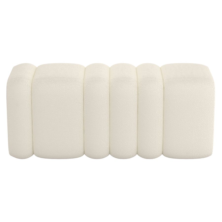Grand banc pouf Rigel en boucle ivoire