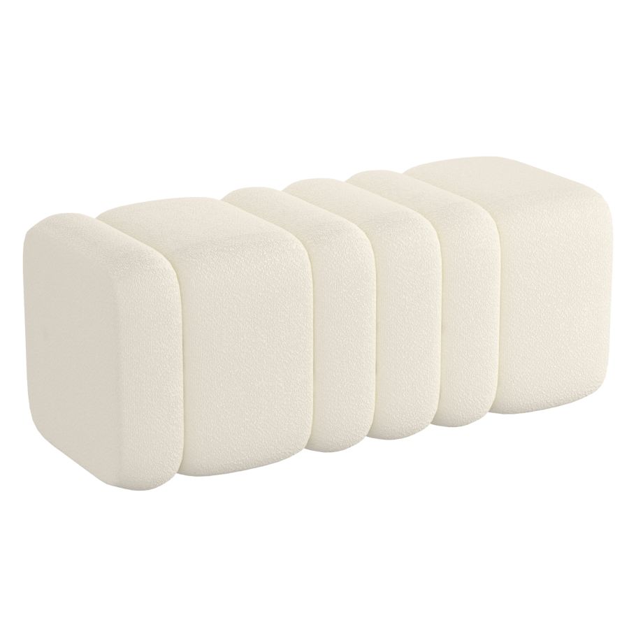 Grand banc pouf Rigel en boucle ivoire