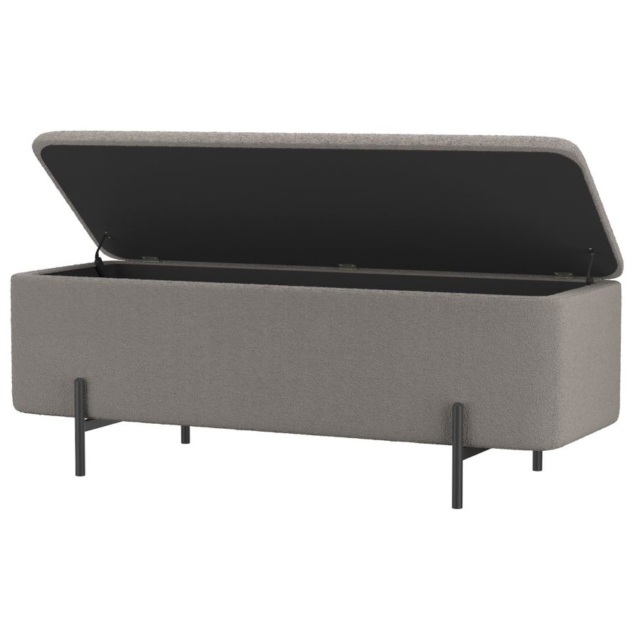 Banc ottoman de rangement Erzo en gris chaud et noir
