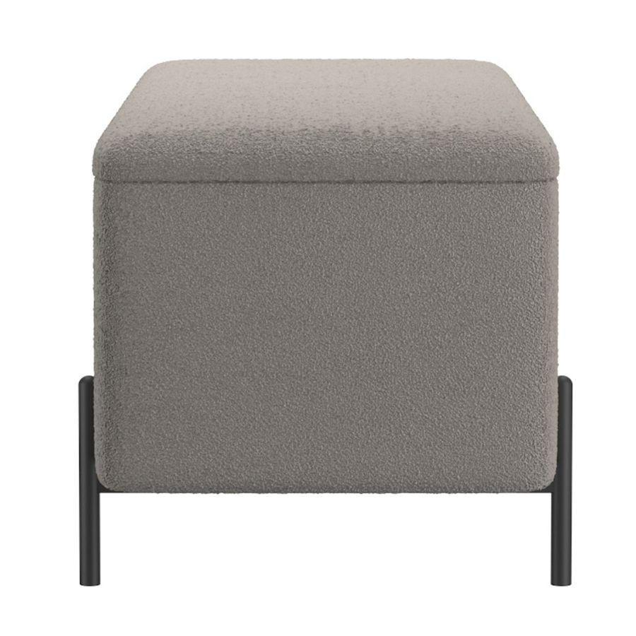 Banc ottoman de rangement Erzo en gris chaud et noir