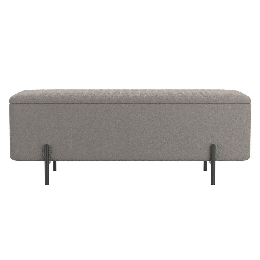 Banc ottoman de rangement Erzo en gris chaud et noir