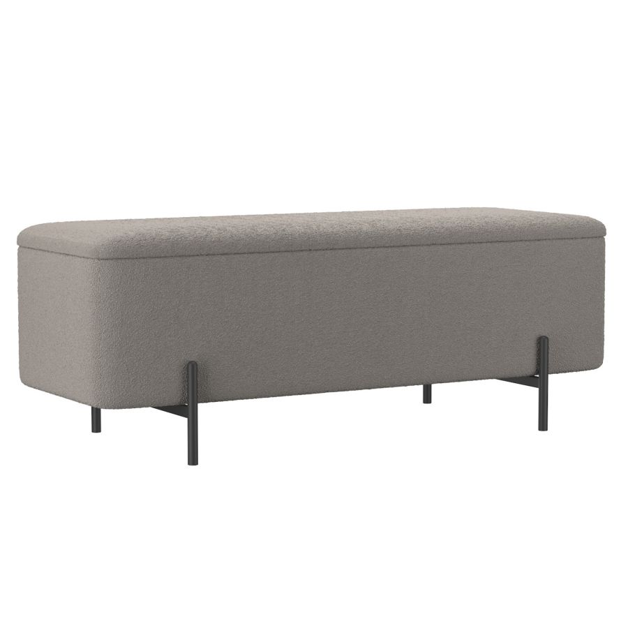 Banc ottoman de rangement Erzo en gris chaud et noir